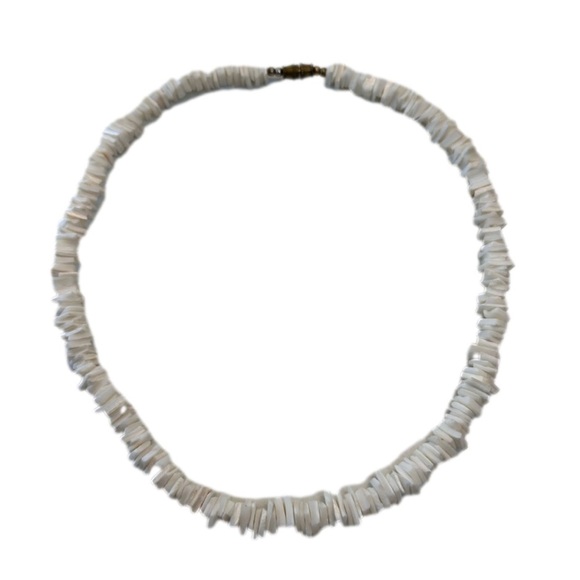 Vintage Natural Shell Choker Necklace Chip Sea Shell White - Picture 2 of 5